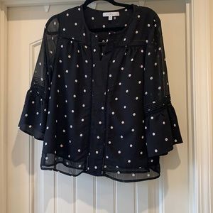 Fever black and white polka dot blouse